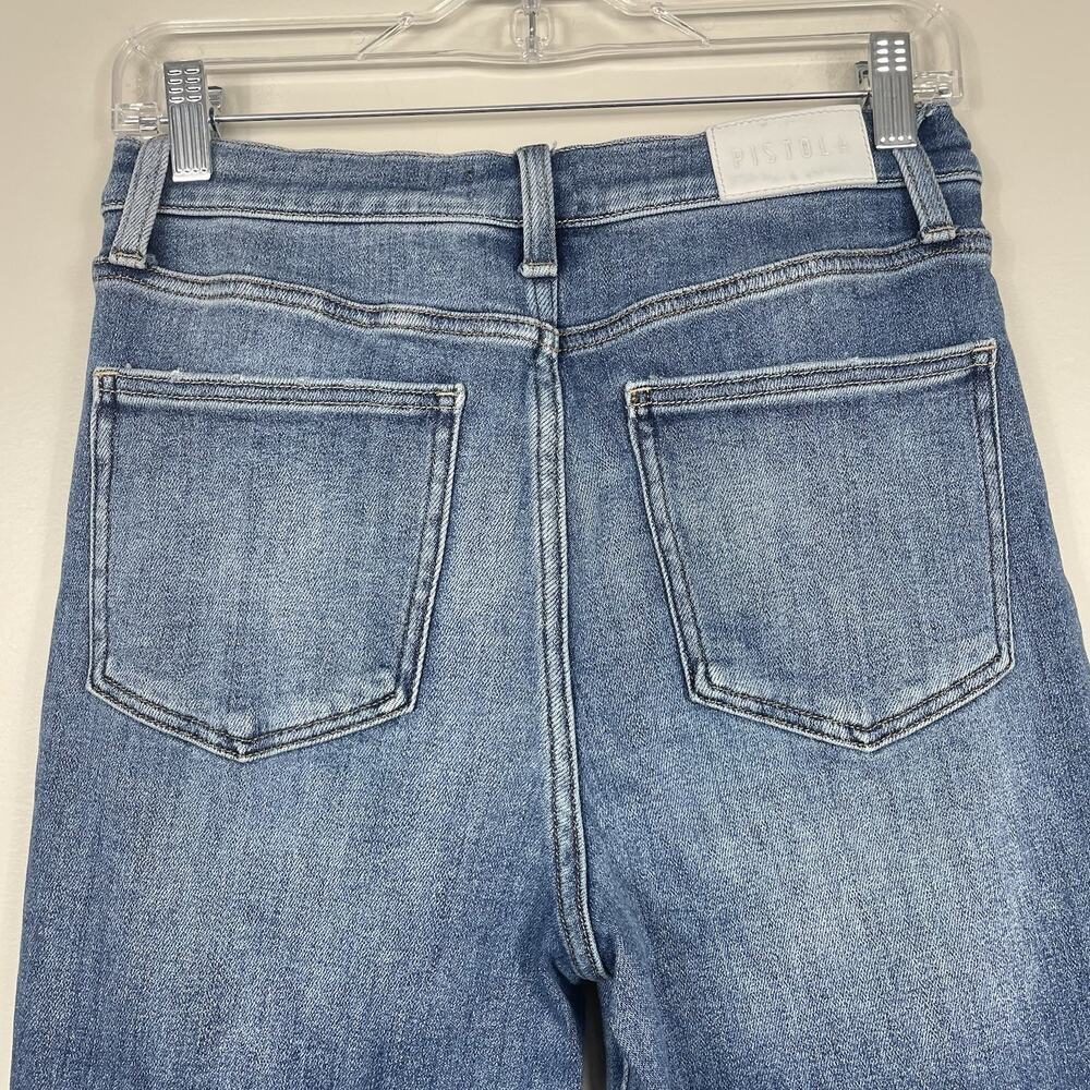 Pistola Lennon High Rise Crop Boot Jean Size 30 Blue Light Distressed Stretch - Picture 9 of 15
